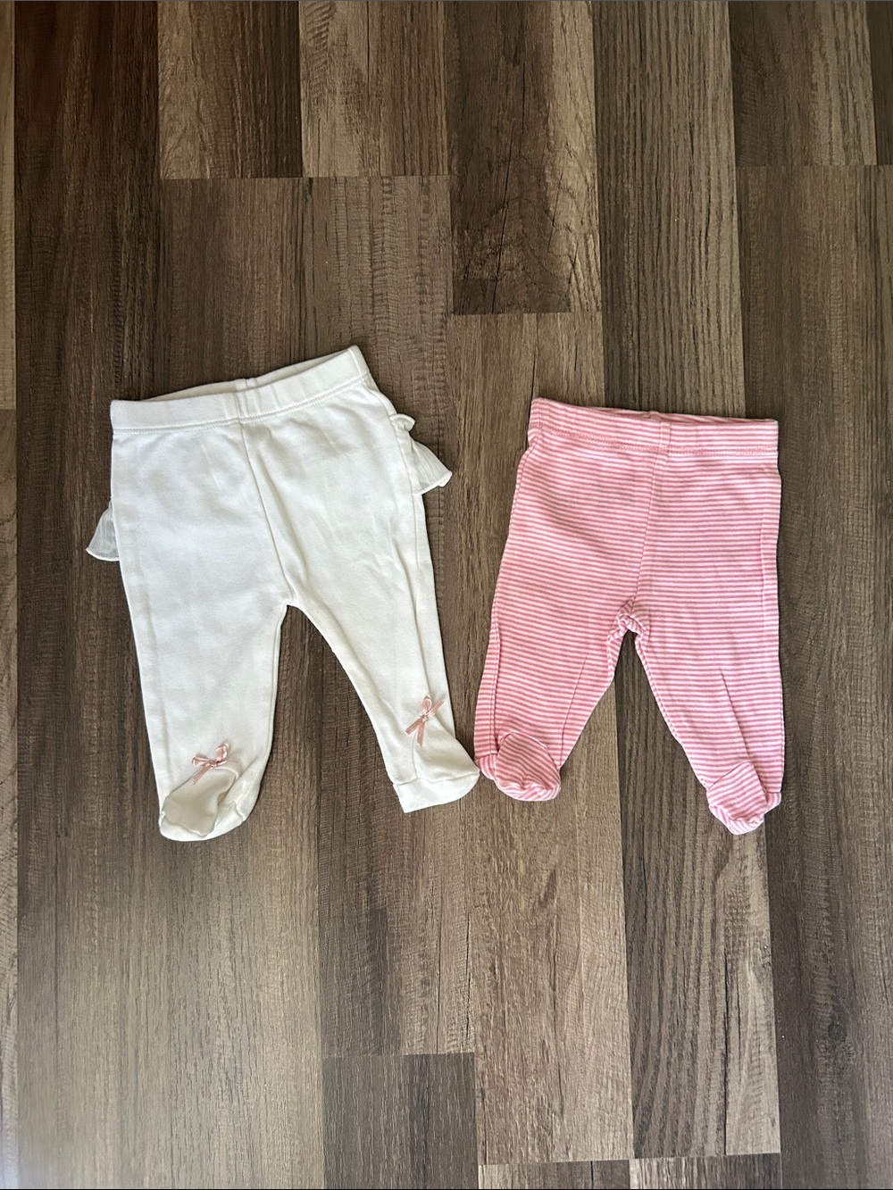 Bundle of Baby Footed Pants in White and Pink